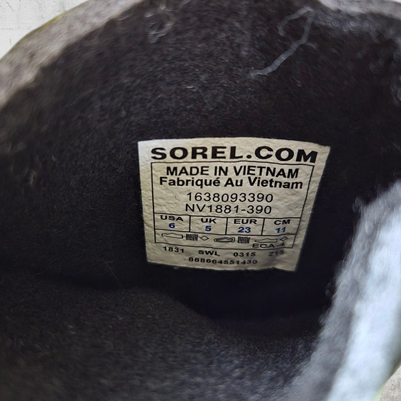 Sorel Green Charcoal Toddler Drawstring Top Winter Snow Boots NWT Size 6 Toddler - Picture 6 of 7
